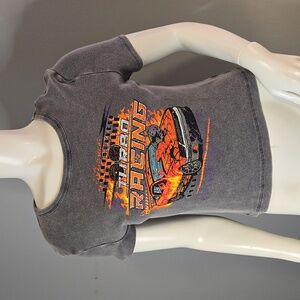 Social Culture Gray Ribbed Turbo Racing Short Sleeve Tee - Size Large
